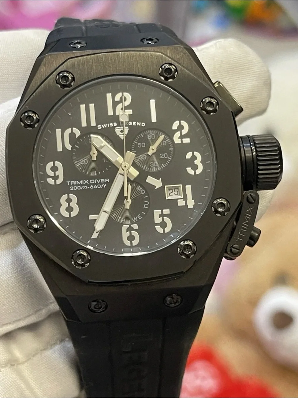 Swiss Legend Trimix Diver Men's Black Chronograph Watch 46mm 20ATM 660ft Date